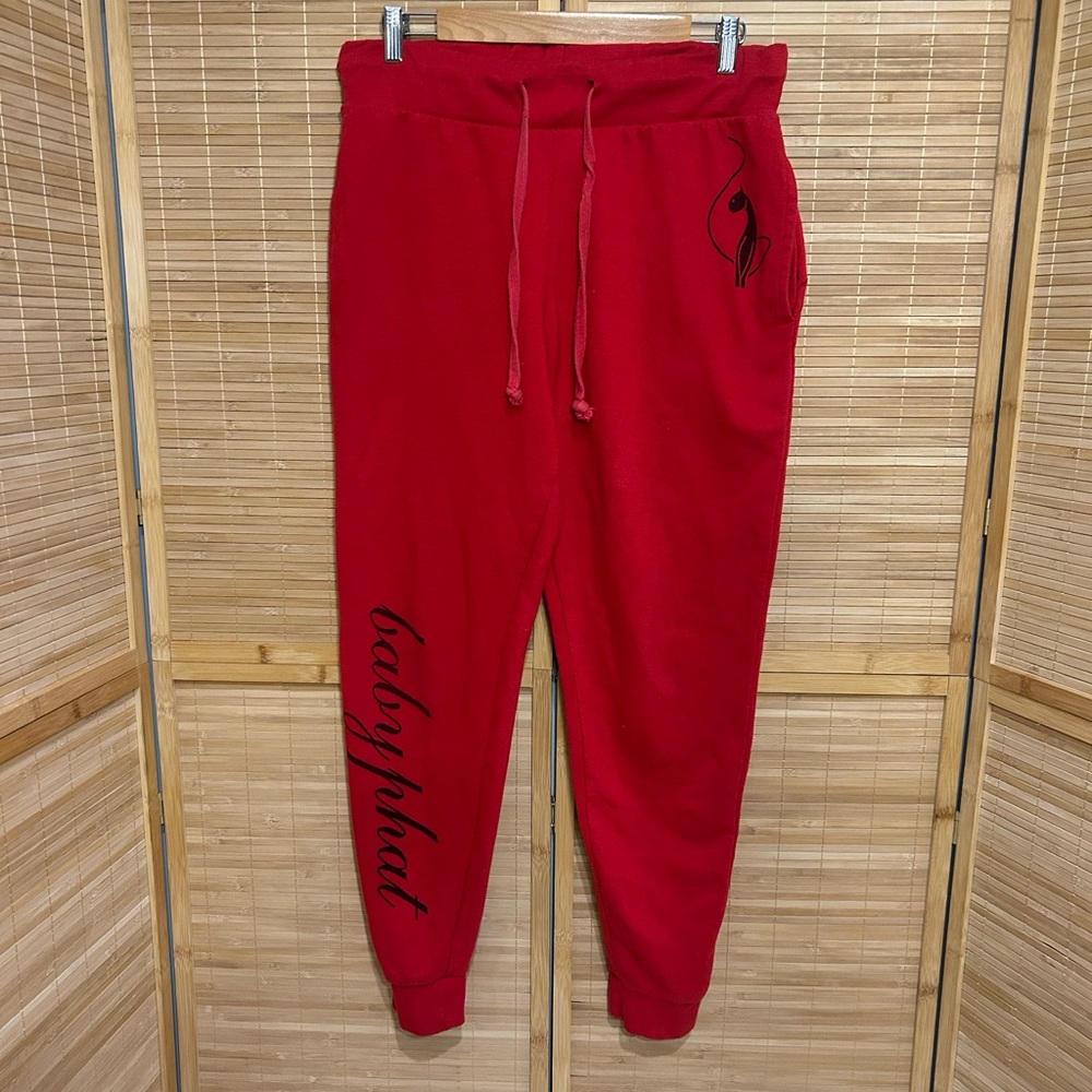 Baby Phat red joggers sweats sweatpants pants cat logo woman’s XL Y2K